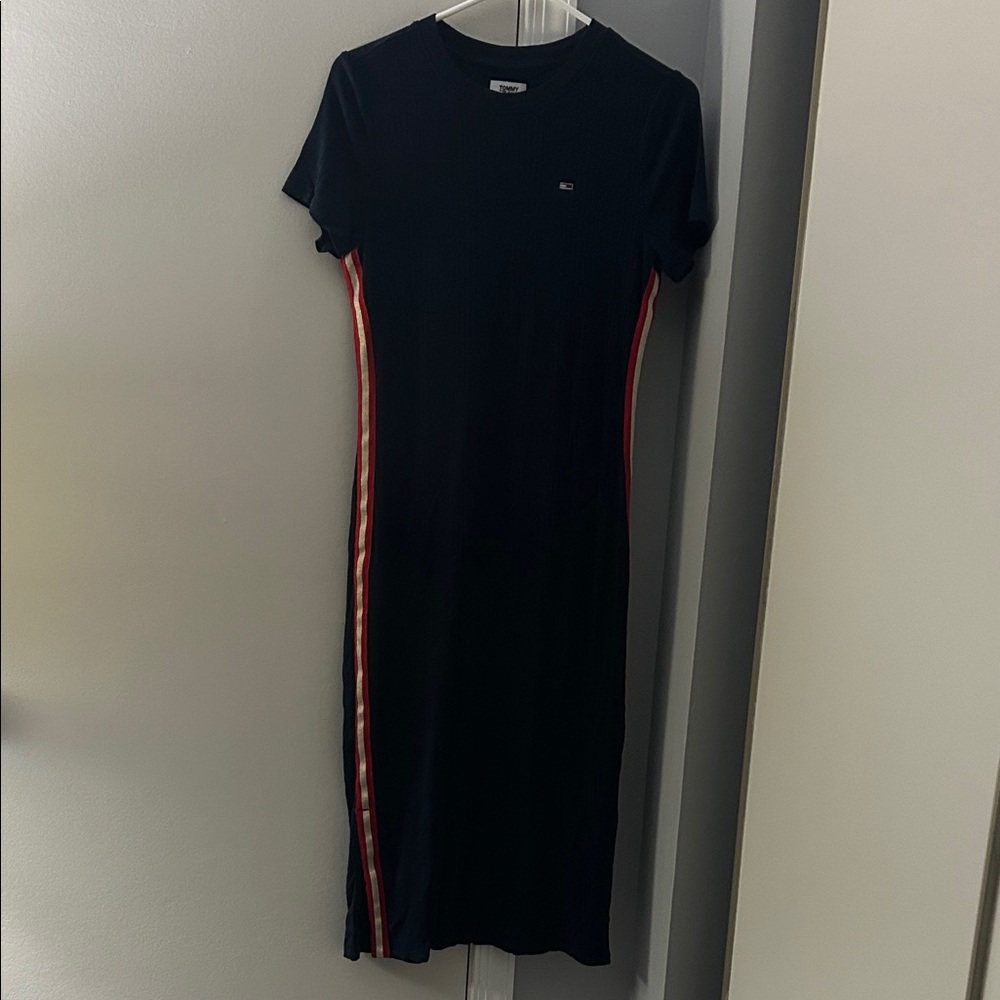 Tommy Hilfiger Navy Midi Dress with Red Accents